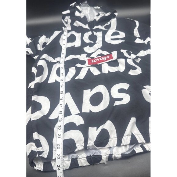 Brooklyn Cloth Mens SAVAGE Black White Lightweight 1/4 Zip Windbreaker Hoodie L - Picture 9 of 9